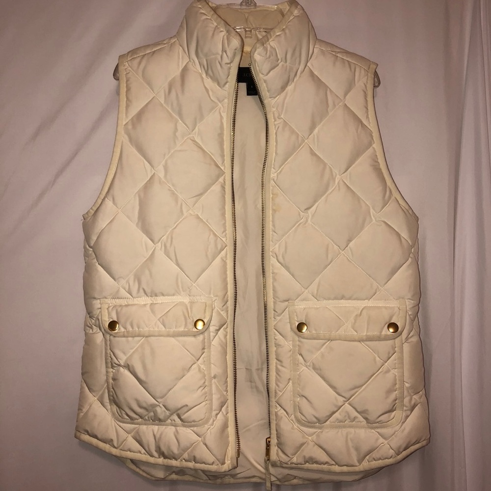 J. Crew Cream Quilted Vest